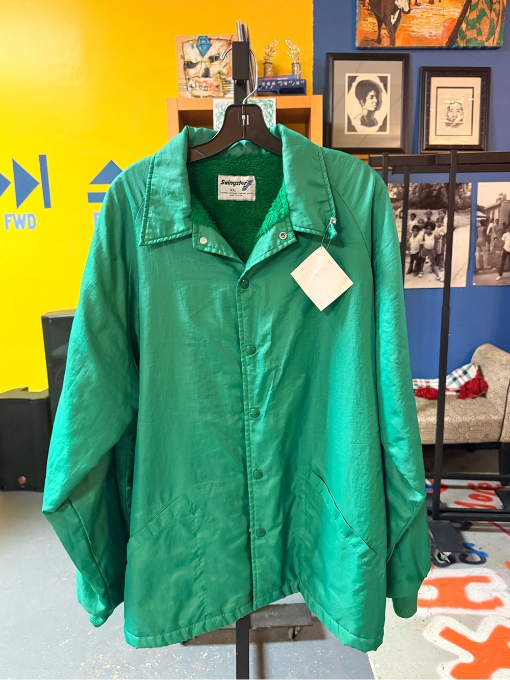 Swingster Green Bomber Jacket with Plush Lining